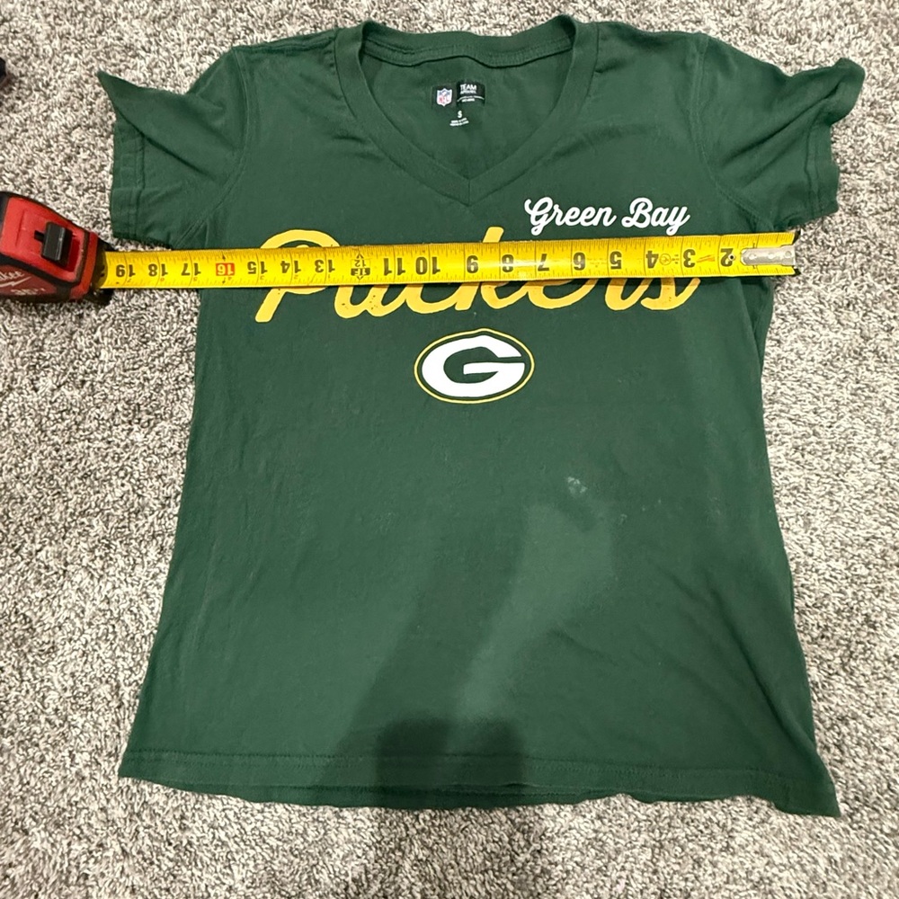 NFL Team Apparel Green Bay Packers VNeck T-Shirt Womens Small Green Short Sleeve - Picture 4 of 4
